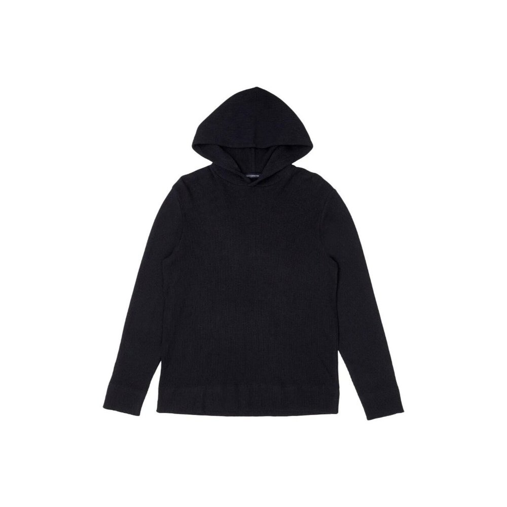 French Connection Men's Waffle Knit Cotton Hoodie in Black Size S MSRP $78 - Picture 1 of 1